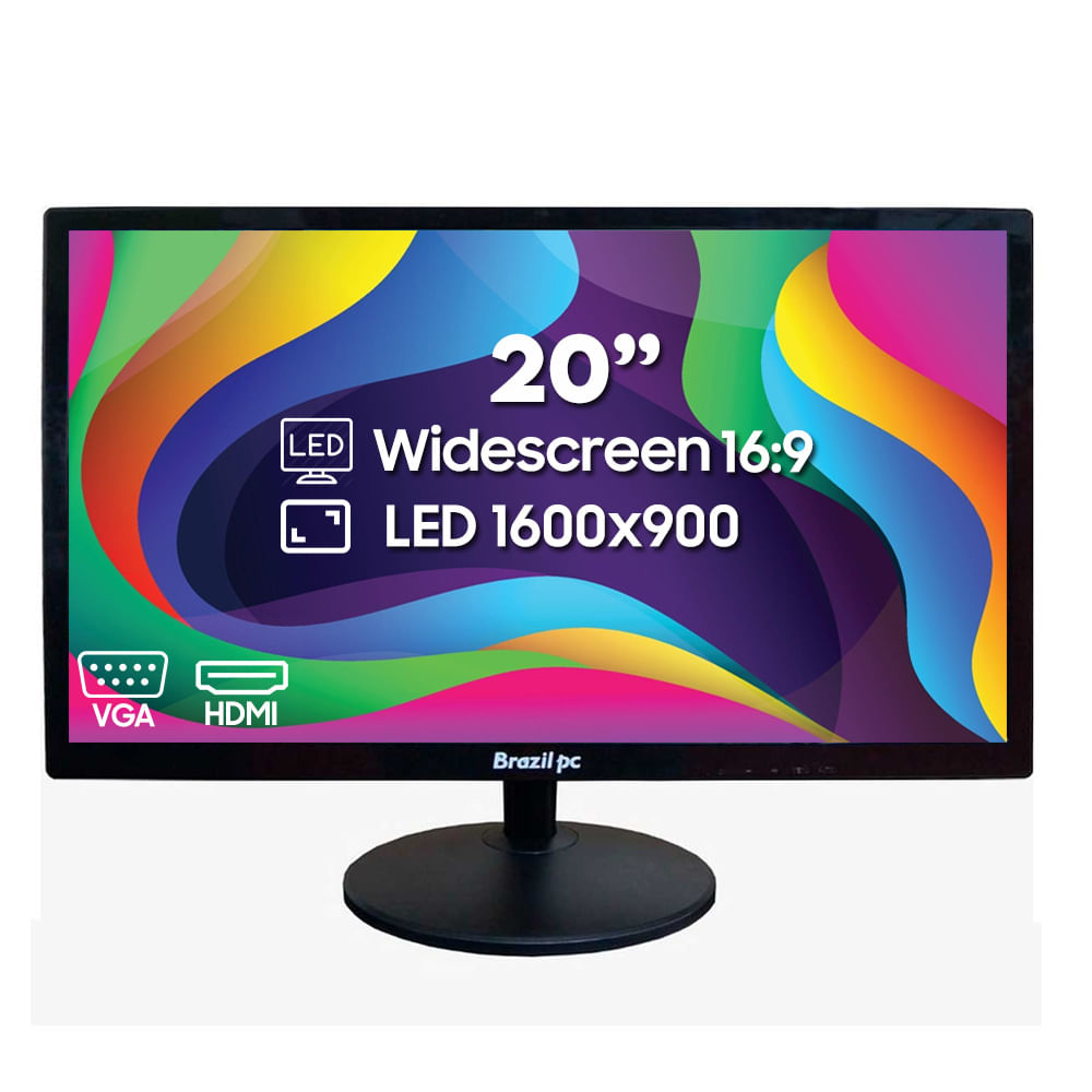 Monitor 20 Polegadas Led Widescreen HDMI-VGA 60hz Vesa