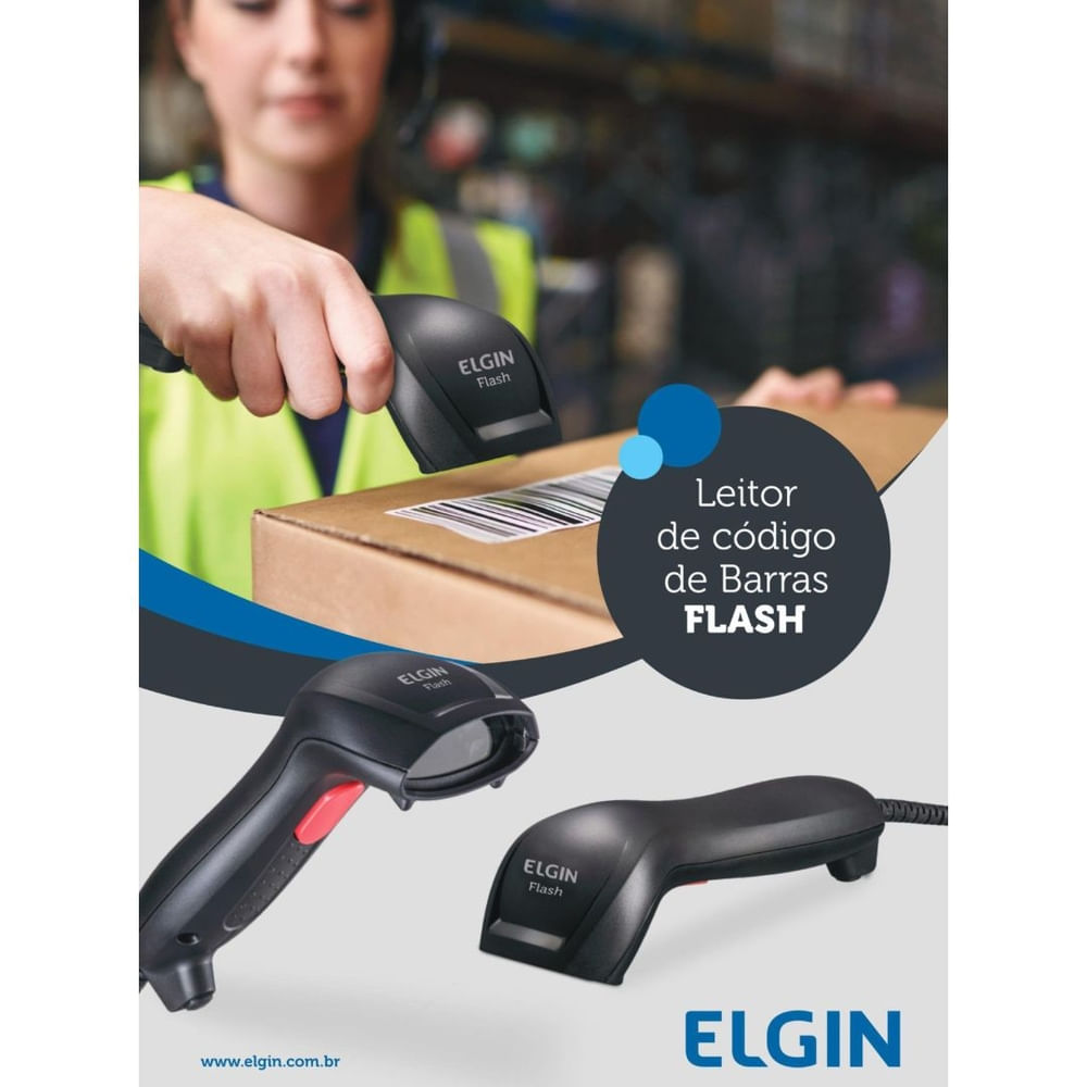 Leitor De Código De Barras Elgin Flash Usb 1d Preto